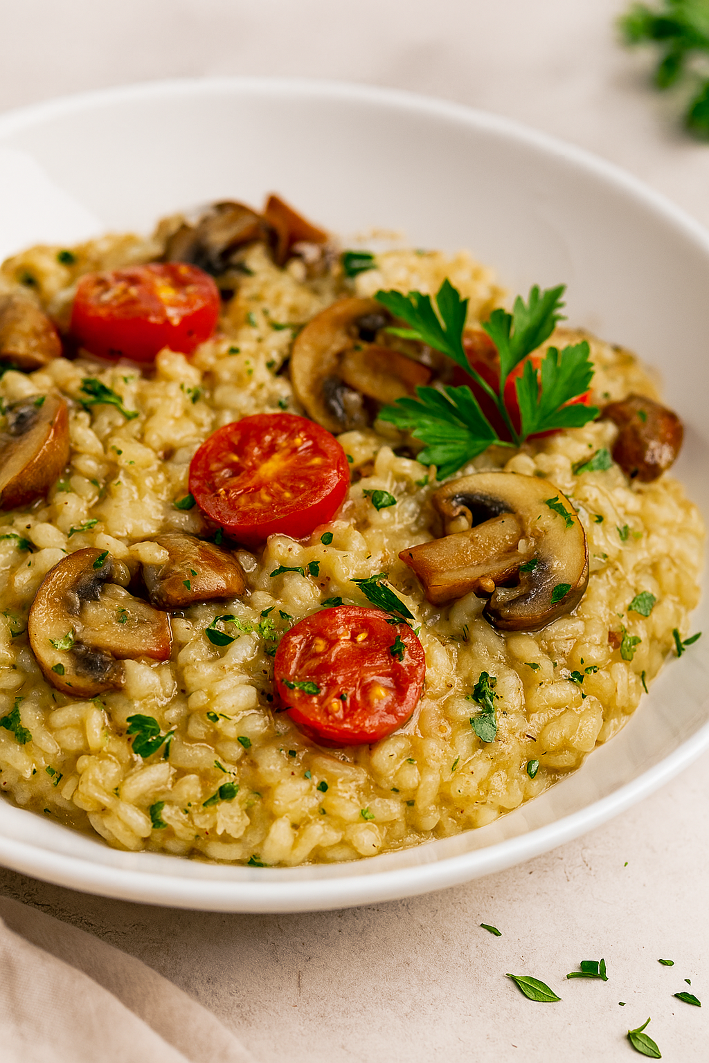 Creamy Mushroom & Cherry Tomatoes Risotto